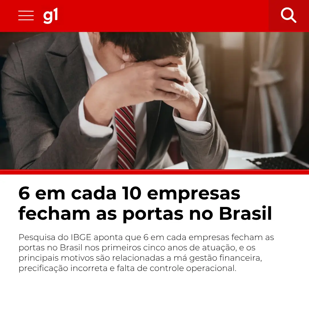 Imagem em estilo notícia sobre empresas que fecham por falta de controle financeiro
