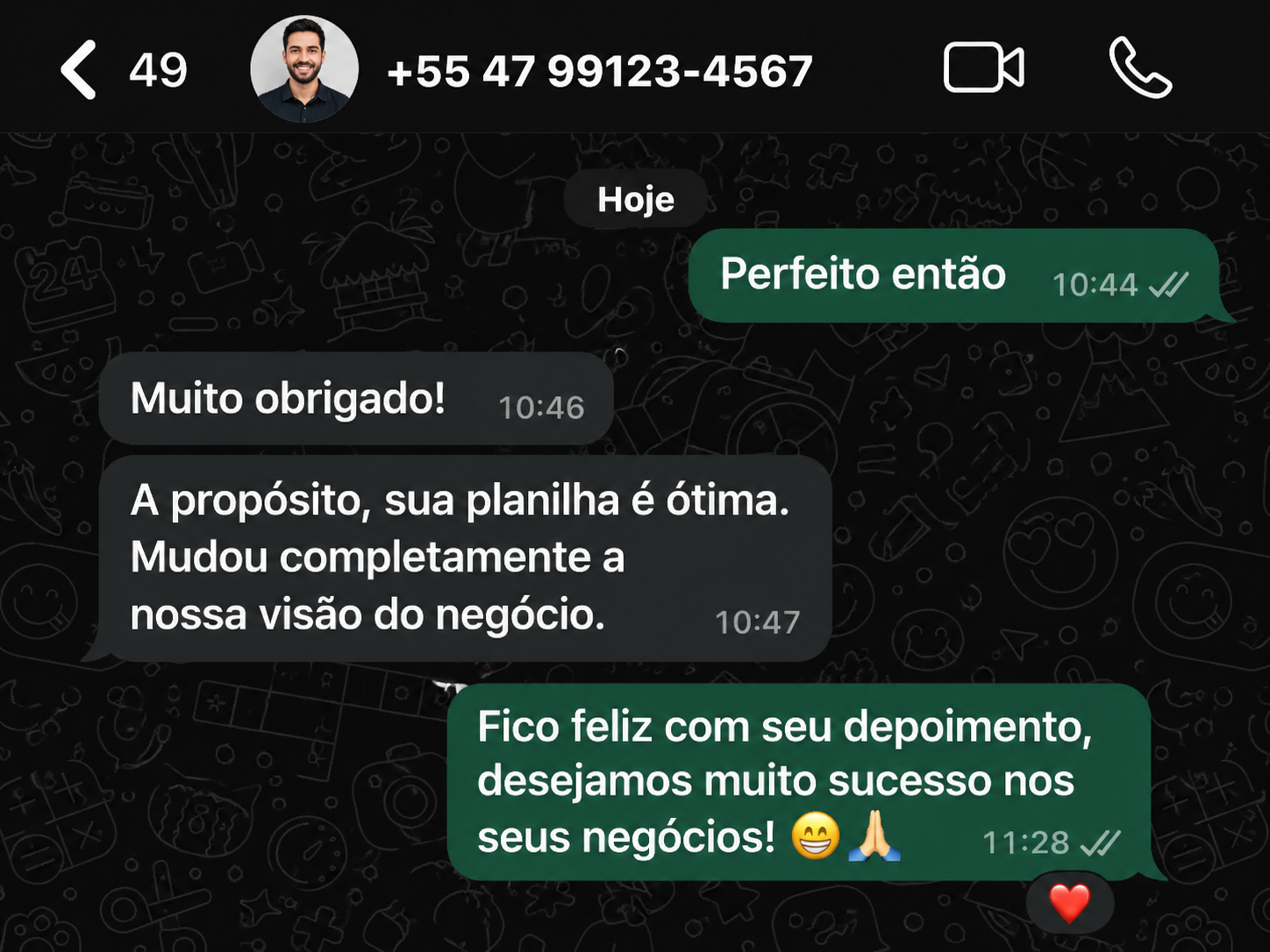 Depoimento real de cliente sobre a planilha